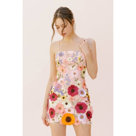 Storia Dresses & Skirts - STORIA Millie Sleeveless Pink Floral Bodycon Mini Dress 3D JD4212-1 Medium M NEW